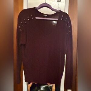 EUC Express burgundy Knit Top with Shoulder Eyelets